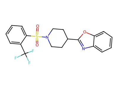 2-[1-[2-(Trifluoromethyl)phenyl]sulfonylpiperidin-4-yl]-1,3-benzoxazole structure