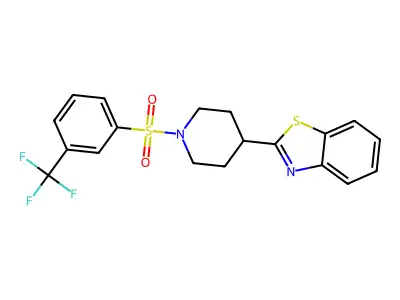 2-[1-[3-(Trifluoromethyl)phenyl]sulfonylpiperidin-4-yl]-1,3-benzothiazole structure