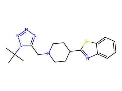 2-(1-{[1-(2-Methyl-2-propanyl)-1H-tetrazol-5-yl]methyl}-4-piperidinyl)-1,3-benzothiazole structure