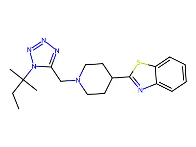 2-(1-{[1-(2-Methyl-2-butanyl)-1H-tetrazol-5-yl]methyl}-4-piperidinyl)-1,3-benzothiazole structure