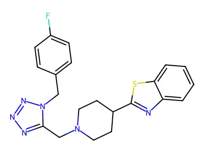2-(1-{[1-(4-Fluorobenzyl)-1H-tetrazol-5-yl]methyl}-4-piperidinyl)-1,3-benzothiazole structure