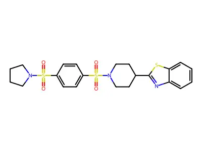 2-[1-(4-Pyrrolidin-1-ylsulfonylphenyl)sulfonylpiperidin-4-yl]-1,3-benzothiazole structure