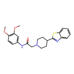 1-Piperidineacetamide, 4-(2-benzothiazolyl)-N-(3,4-dimethoxyphenyl)- structure