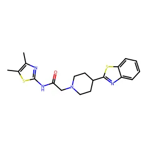 1-Piperidineacetamide, 4-(2-benzothiazolyl)-N-(4,5-dimethyl-2-thiazolyl)- structure