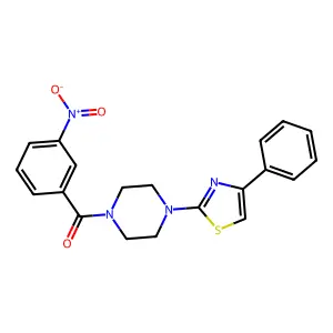 (3-Nitrophenyl)-[4-(4-phenylthiazol-2-yl)-piperazin-1-yl]methanone structure