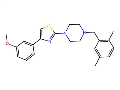 Piperazine, 1-[(2,5-dimethylphenyl)methyl]-4-[4-(3-methoxyphenyl)-2-thiazolyl]- structure