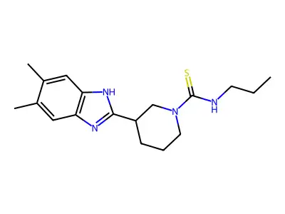 1-Piperidinecarbothioamide, 3-(5,6-dimethyl-1H-benzimidazol-2-YL)-N-propyl- structure