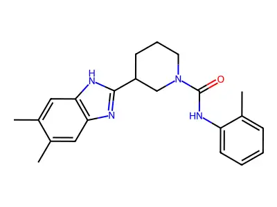 3-(5,6-dimethyl-1H-benzimidazol-2-yl)-N-(2-methylphenyl)piperidine-1-carboxamide structure