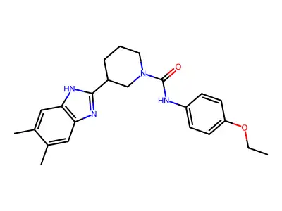 3-(5,6-dimethyl-1H-benzimidazol-2-yl)-N-(4-ethoxyphenyl)piperidine-1-carboxamide structure