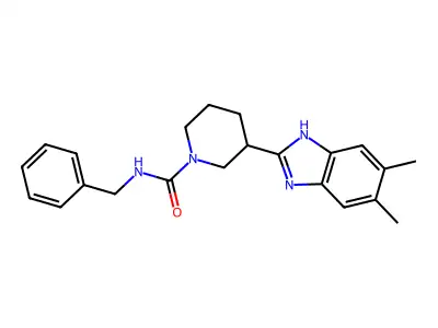 N-benzyl-3-(5,6-dimethyl-1H-benzimidazol-2-yl)piperidine-1-carboxamide structure