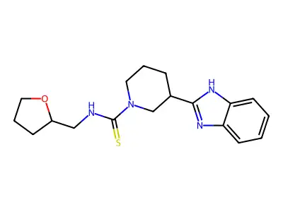 3-(1H-benzimidazol-2-yl)-N-(oxolan-2-ylmethyl)piperidine-1-carbothioamide structure