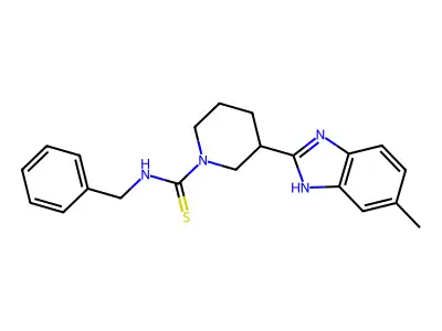 1-Piperidinecarbothioamide, 3-(5-methyl-1H-benzimidazol-2-YL)-N-(phenylmethyl)- structure