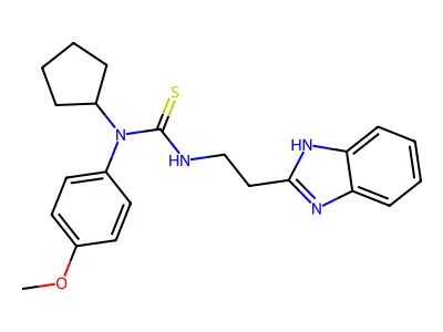 1-[2-(1H-benzimidazol-2-yl)ethyl]-1-cyclopentyl-3-(4-methoxyphenyl)thiourea structure