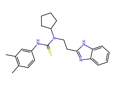 1-[2-(1H-benzimidazol-2-yl)ethyl]-1-cyclopentyl-3-(3,4-dimethylphenyl)thiourea structure