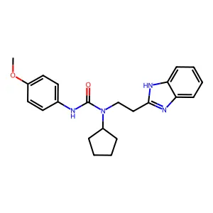1-[2-(1H-benzimidazol-2-yl)ethyl]-1-cyclopentyl-3-(4-methoxyphenyl)urea structure