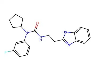 1-[2-(1H-benzimidazol-2-yl)ethyl]-1-cyclopentyl-3-(3-fluorophenyl)urea structure