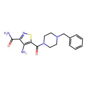 4-Amino-5-(4-benzylpiperazine-1-carbonyl)-1,2-thiazole-3-carboxamide structure