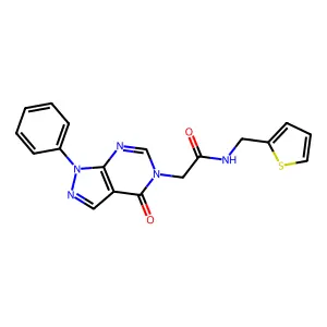 2-(4-Oxo-1-phenyl-1,4-dihydro-5H-pyrazolo[3,4-d]pyrimidin-5-yl)-N-(2-thienylmethyl)acetamide structure