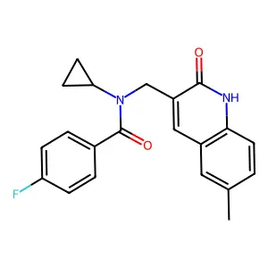N-Cyclopropyl-4-fluoro-N-((6-methyl-2-oxo-1,2-dihydroquinolin-3-yl)methyl)benzamide structure