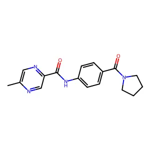 5-methyl-N-[4-(pyrrolidine-1-carbonyl)phenyl]pyrazine-2-carboxamide structure
