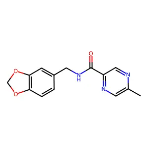 N-(Benzo[d][1,3]dioxol-5-ylmethyl)-5-methylpyrazine-2-carboxamide structure