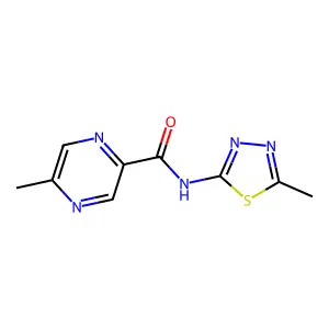 5-methyl-N-(5-methyl-1,3,4-thiadiazol-2-yl)pyrazine-2-carboxamide structure