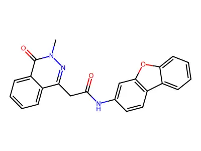 N-dibenzofuran-3-yl-2-(3-methyl-4-oxo-phthalazin-1-yl)acetamide structure