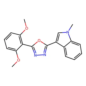 3-[5-(2,6-Dimethoxy-phenyl)-[1,3,4]oxadiazol-2-yl]-1-methyl-1H-indole structure