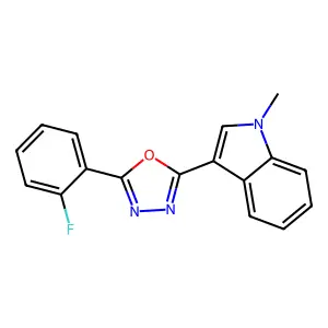 1H-Indole, 3-[5-(2-fluorophenyl)-1,3,4-oxadiazol-2-YL]-1-methyl- structure