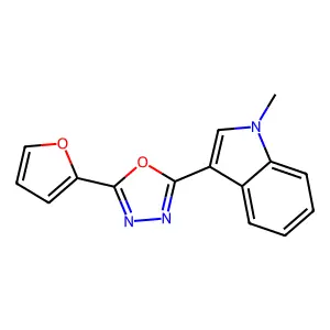 1H-Indole, 3-[5-(2-furanyl)-1,3,4-oxadiazol-2-YL]-1-methyl- structure