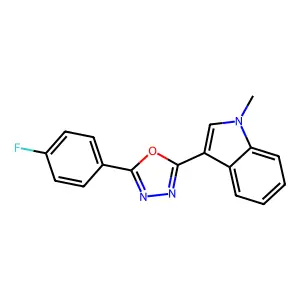 1H-Indole, 3-[5-(4-fluorophenyl)-1,3,4-oxadiazol-2-YL]-1-methyl- structure