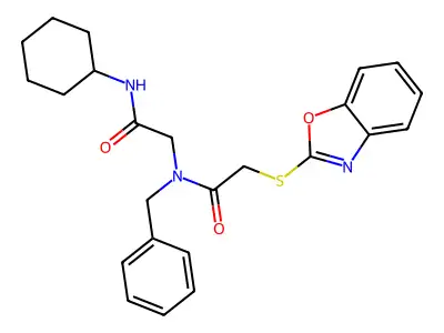 N~2~-[(1,3-Benzoxazol-2-ylsulfanyl)acetyl]-N~2~-benzyl-N-cyclohexylglycinamide structure