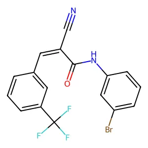 N-(3-bromophenyl)-2-cyano-3-[3-(trifluoromethyl)phenyl]acrylamide structure