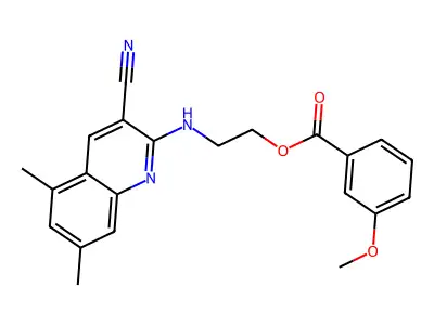 2-[(3-Cyano-5,7-dimethyl-2-quinolinyl)amino]ethyl 3-methoxybenzoate structure
