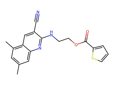 2-[(3-Cyano-5,7-dimethylquinolin-2-yl)amino]ethyl thiophene-2-carboxylate structure