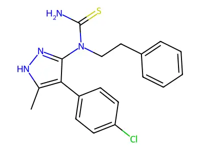 1-[4-(4-chlorophenyl)-5-methyl-1H-pyrazol-3-yl]-3-(2-phenylethyl)thiourea structure