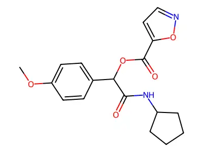 2-(Cyclopentylamino)-1-(4-methoxyphenyl)-2-oxoethyl 1,2-oxazole-5-carboxylate structure