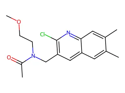 N-[(2-chloro-6,7-dimethylquinolin-3-yl)methyl]-N-(2-methoxyethyl)acetamide structure