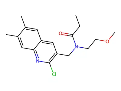 N-[(2-chloro-6,7-dimethylquinolin-3-yl)methyl]-N-(2-methoxyethyl)propanamide structure