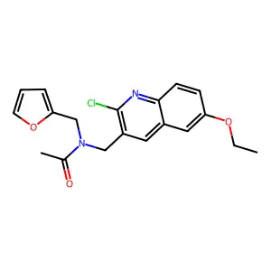 N-[(2-chloro-6-ethoxyquinolin-3-yl)methyl]-N-(furan-2-ylmethyl)acetamide structure