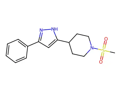 1-(methylsulfonyl)-4-(3-phenyl-1H-pyrazol-5-yl)piperidine structure