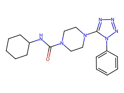 N-Cyclohexyl-4-(1-phenyl-1H-tetrazol-5-yl)-1-piperazinecarboxamide structure