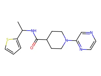 4-Piperidinecarboxamide, 1-pyrazinyl-N-[1-(2-thienyl)ethyl]- structure
