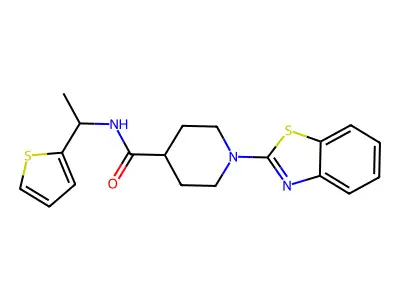 4-Piperidinecarboxamide, 1-(2-benzothiazolyl)-N-[1-(2-thienyl)ethyl]- structure