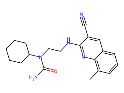 1-[2-(3-Cyano-8-methyl-quinolin-2-ylamino)-ethyl]-3-cyclohexyl-urea structure