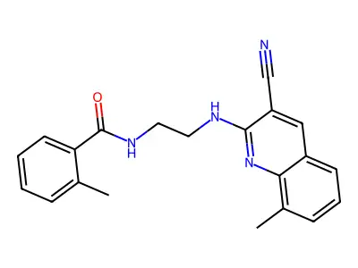 N-(2-((3-Cyano-8-methylquinolin-2-yl)amino)ethyl)-2-methylbenzamide structure