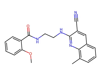 N-(2-((3-Cyano-8-methylquinolin-2-yl)amino)ethyl)-2-methoxybenzamide structure
