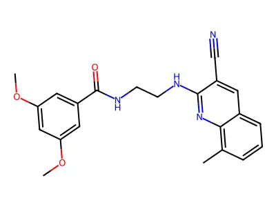 N-(2-((3-Cyano-8-methylquinolin-2-yl)amino)ethyl)-3,5-dimethoxybenzamide structure