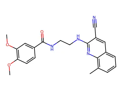 N-[2-(3-Cyano-8-methyl-quinolin-2-ylamino)-ethyl]-3,4-dimethoxy-benzamide structure