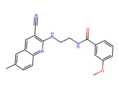 N-(2-((3-Cyano-6-methylquinolin-2-yl)amino)ethyl)-3-methoxybenzamide structure